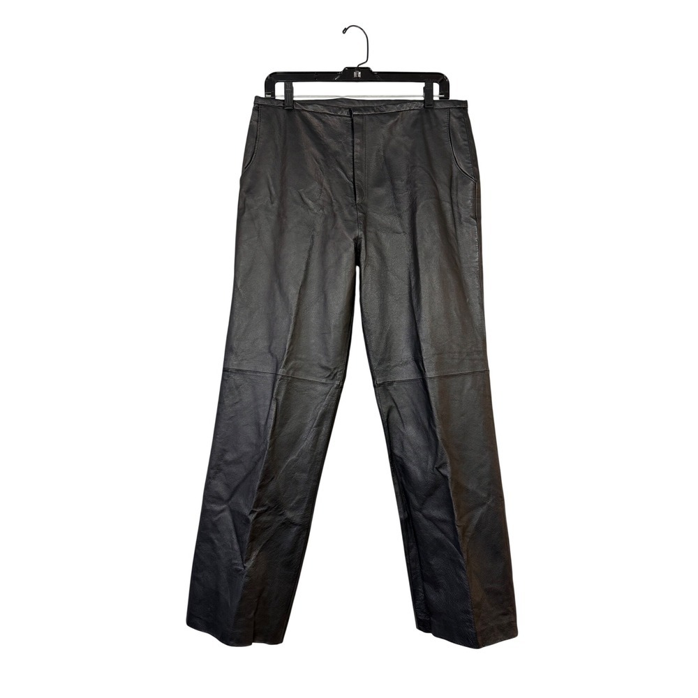 VTG Uniform John Paul Richard Black Leather Pants Straight Leg High Rise Size 12